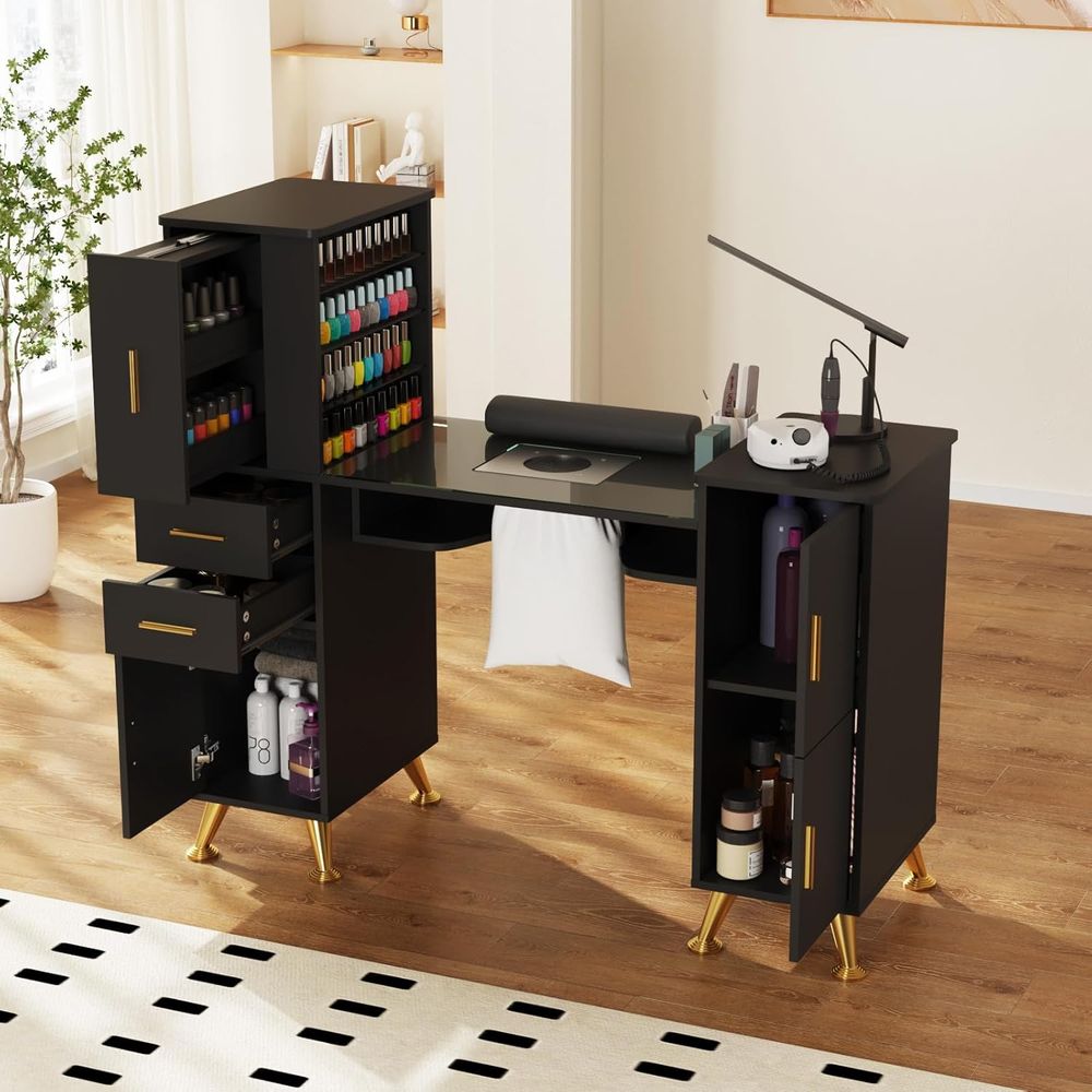 Manicure Table Nail Desk with  - Wrist Rest Wood recension och pris
