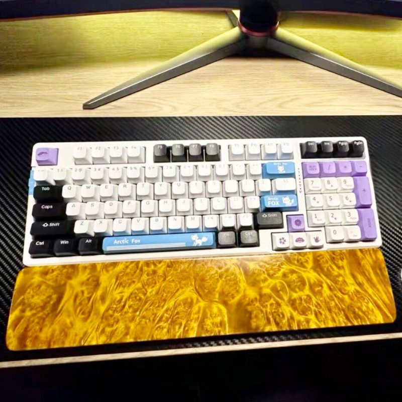 Natural Solid Wood Keyboard Pl - Wrist Rest Wood recension och pris
