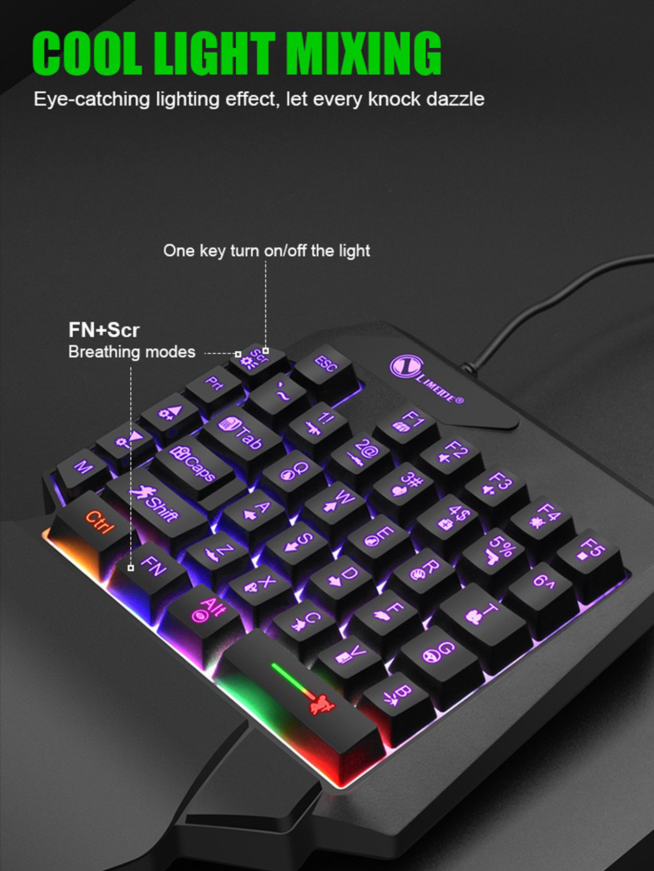 Mechanical One-Handed Light Ga - Gaming Keyboard And Mouse For Xbox recension och pris