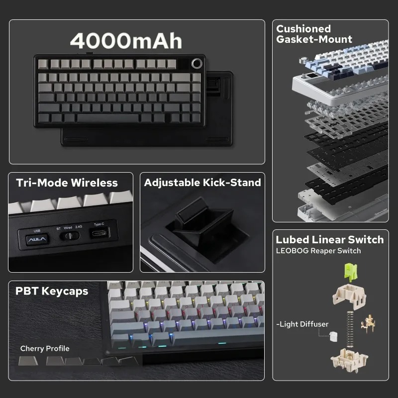 AULA F75 Max Mechanical Keyboa - Gaming Keyboard Hot Swappable recension och pris