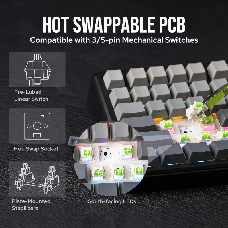 AULA F75 Max Mechanical Keyboa - Gaming Keyboard Hot Swappable recension och pris