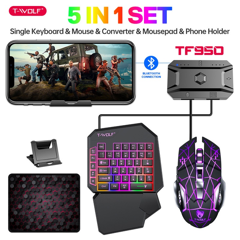 T-Wolf Tf950 5 In 1 One Handed - Gaming Keyboard And Mouse For Xbox recension och pris