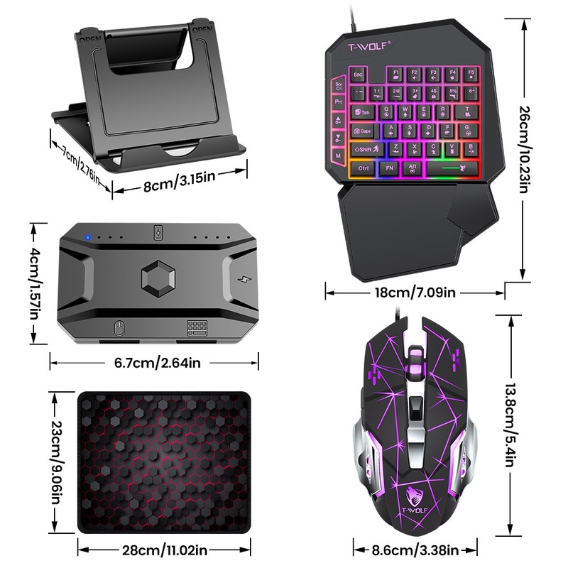 T-Wolf Tf950 5 In 1 One Handed - Gaming Keyboard And Mouse For Xbox recension och pris