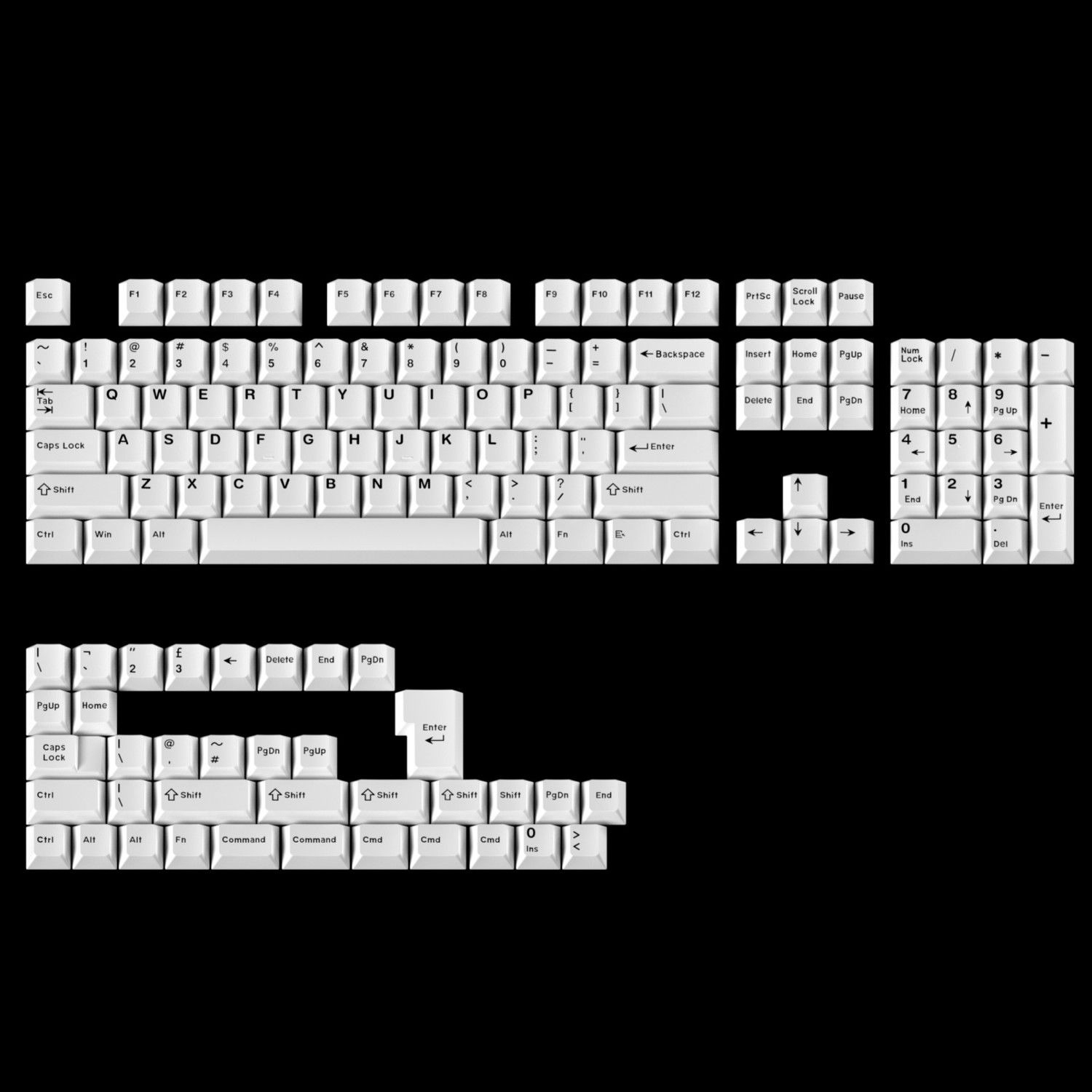Minimalist Pure White Keycaps  - Gaming Keyboard Extension recension och pris