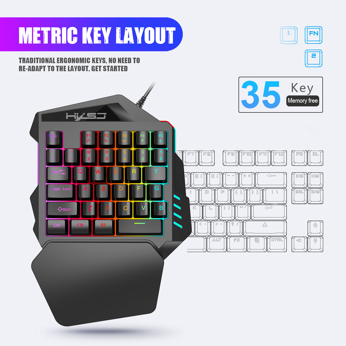 35-key film colorful one-hande - Gaming Keyboard And Mouse For Xbox recension och pris